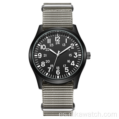 Casual Air Force Hombres Piloto Relojes Correa de nailon Reloj deportivo al aire libre Reloj de pulsera de cuarzo con pantalla 24H Relogio Masculino